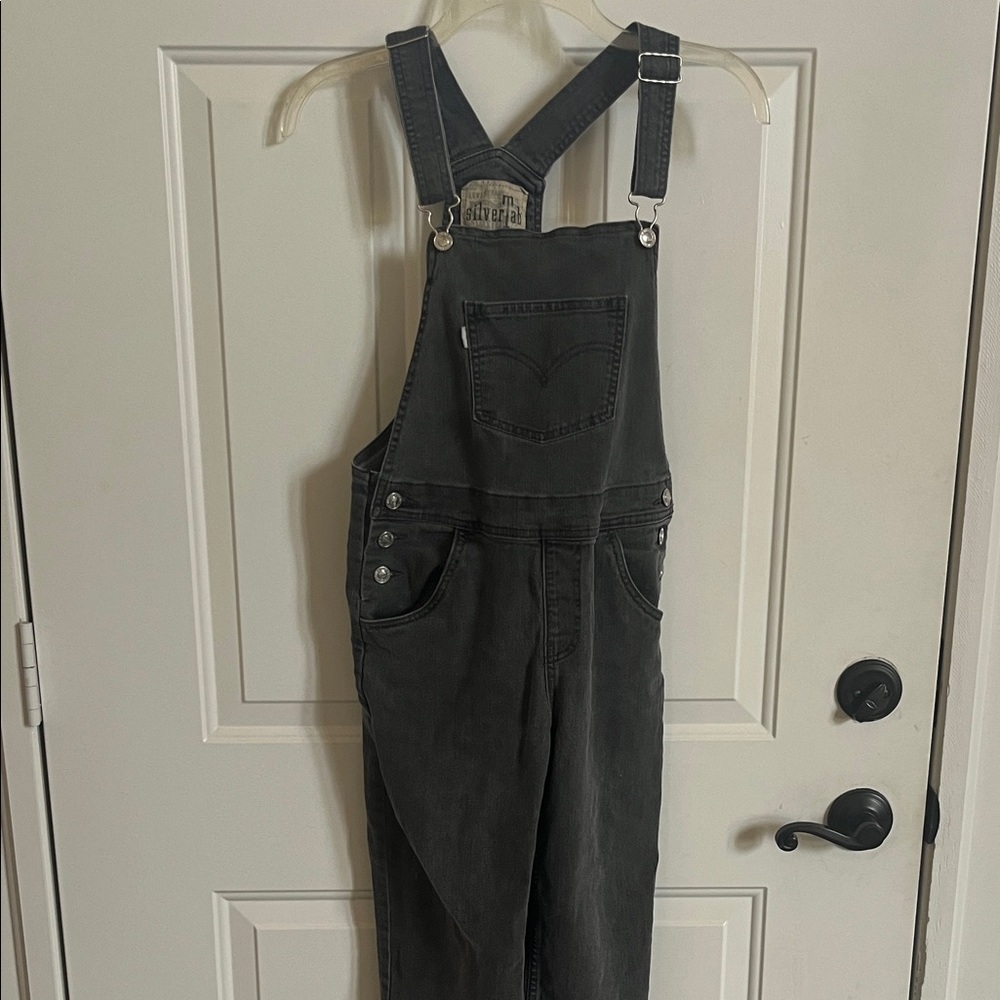 Levis Charcoal Denim Overalls Youth Girls size 14 Silvertab vintage label